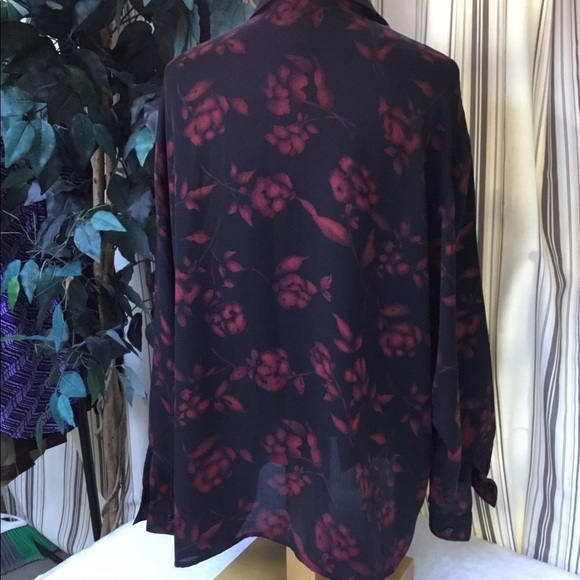 RENA  Rowan for Saville black red blouse size 16 - Picture 3 of 7